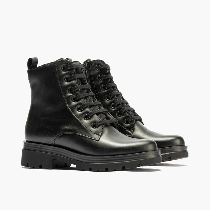 Pitillos Bota Militar En Napa Para Mujer Color Negro