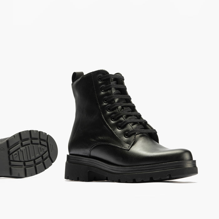 Pitillos Bota Militar En Napa Para Mujer Color Negro