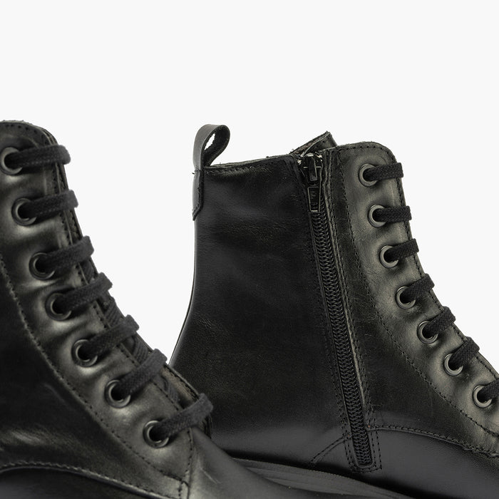 pitillos Bota Militar en Napa para mujer color negro