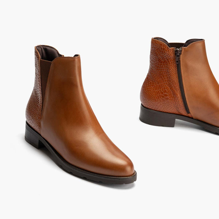 Pitillos Botín Chelsea Combinado Para Mujer Color Cuero