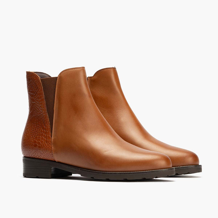 pitillos Botín Chelsea Combinado para mujer color cuero