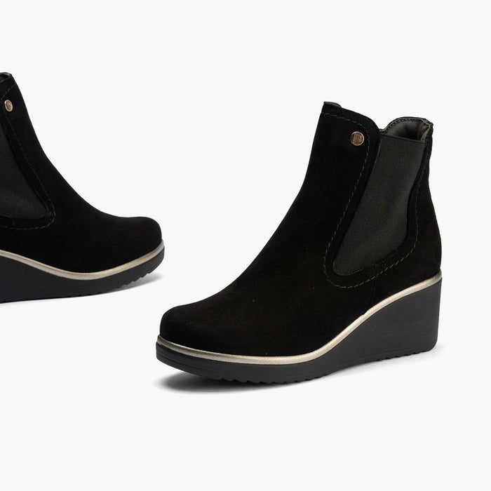 Pitillos Botín Chelsea En Ante Para Mujer Color Negro