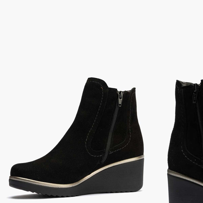 Pitillos Botín Chelsea En Ante Para Mujer Color Negro