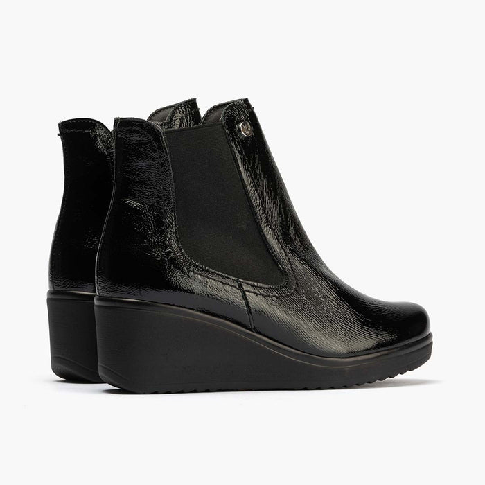 Pitillos Botín Chelsea En Charol Para Mujer Color Negro
