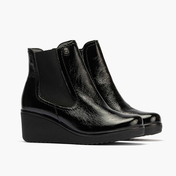 pitillos Botín Chelsea en Charol para mujer color negro