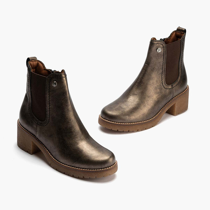 Pitillos Botín Chelsea En Laminado Para Mujer Color Bronce