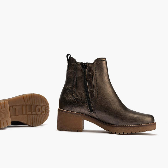 Pitillos Botín Chelsea En Laminado Para Mujer Color Bronce