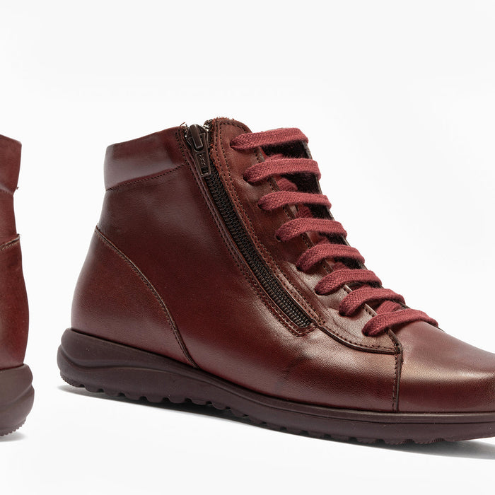 Pitillos Botín Con Cremallera De Mujer Color Burdeos