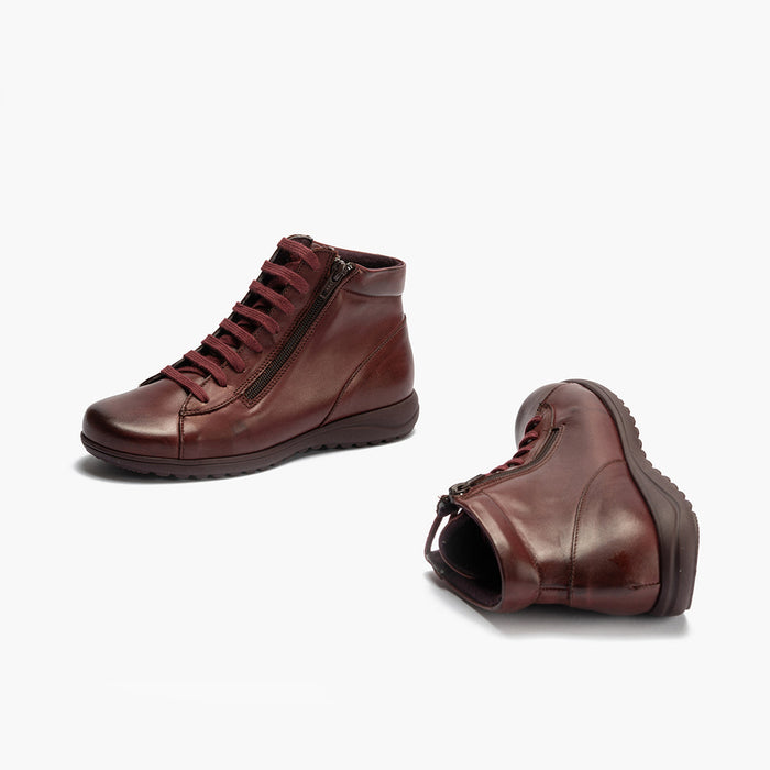 Pitillos Botín Con Cremallera De Mujer Color Burdeos