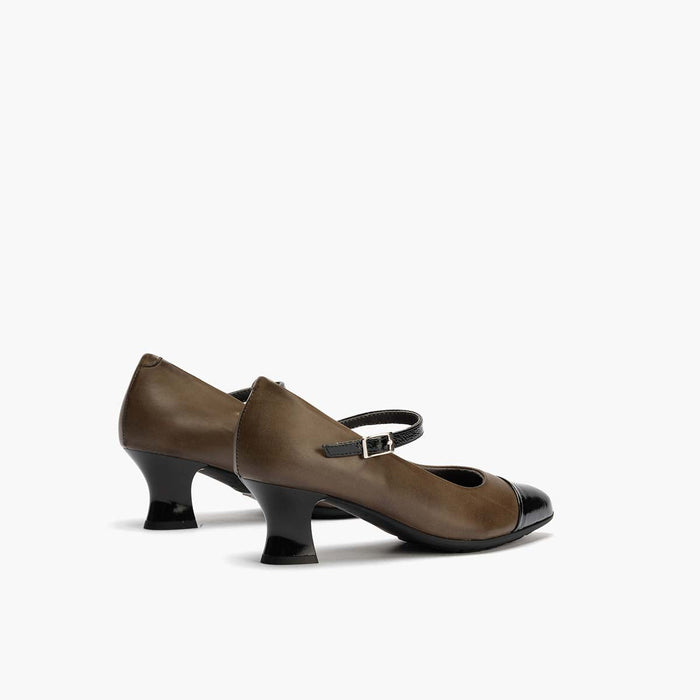 Pitillos Mercedes Combinado Napa De Mujer Color Kaki