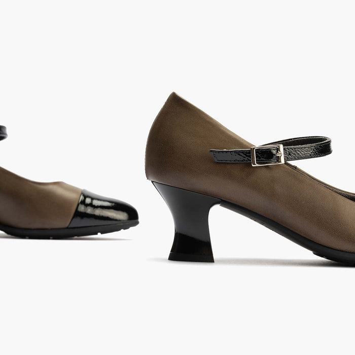 Pitillos Mercedes Combinado Napa De Mujer Color Kaki