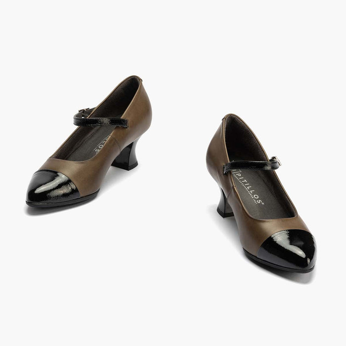 Pitillos Mercedes Combinado Napa De Mujer Color Kaki