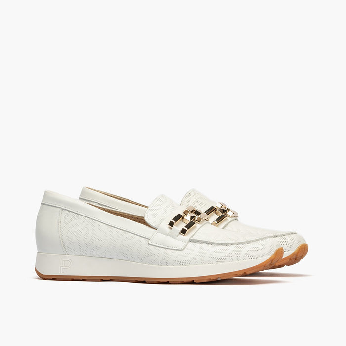 Pitillos Mocasines De Mujer Con Adorno Cadena Metálica BLANCO