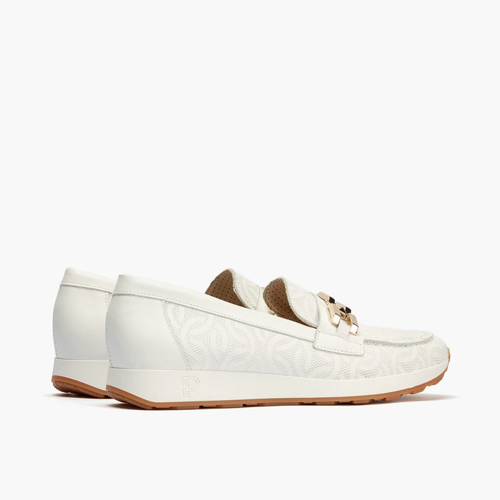 Pitillos Mocasines De Mujer Con Adorno Cadena Metálica BLANCO