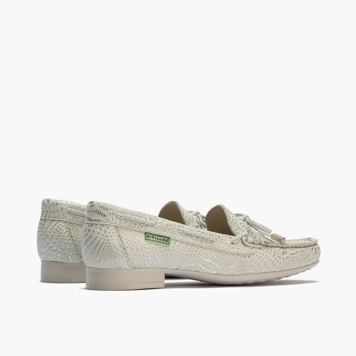 Pitillos Mocasines De Mujer Con Adorno De Lazo Y Tacón PLATA