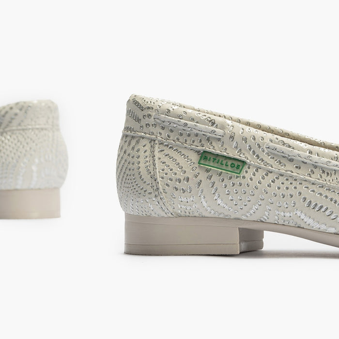 Pitillos Mocasines De Mujer Con Adorno De Lazo Y Tacón PLATA