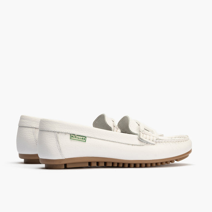 Pitillos Mocasines De Mujer Con Adorno Eslabón Y Suela De Goma BLANCO