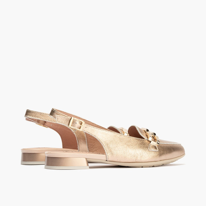 Pitillos Mocasines De Mujer Destalonados En Piel Laminada Con Adorno Cadena Metálica ROSA