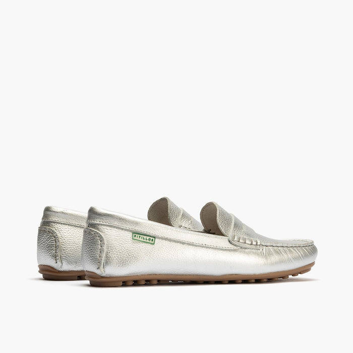 Pitillos Mocasines De Mujer En Ante Con Antifaz Y Suela De Goma PLATA