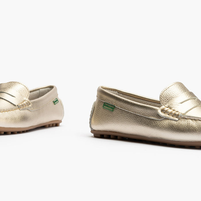 pitillos Mocasines de mujer en ante con antifaz y suela de goma DORADO