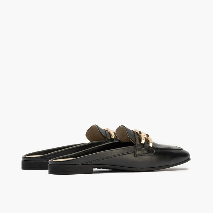 Pitillos Mocasines De Mujer Zueco Estilo Mule Con Adorno Y Tacón Bajo NEGRO