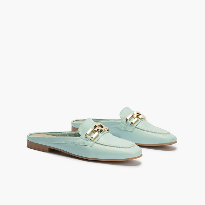 Pitillos Mocasines De Mujer Zueco Estilo Mule Con Adorno Y Tacón Bajo AZUL