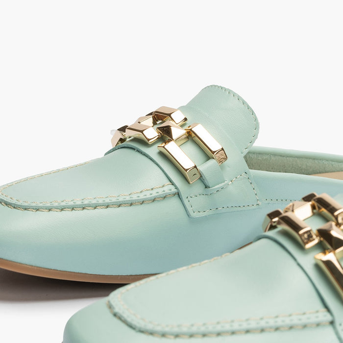 Pitillos Mocasines De Mujer Zueco Estilo Mule Con Adorno Y Tacón Bajo AZUL