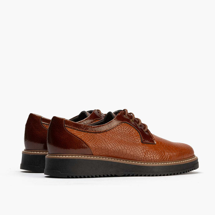 Pitillos Blucher Combinado De Mujer Color Cuero