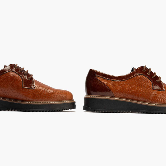 Pitillos Blucher Combinado De Mujer Color Cuero