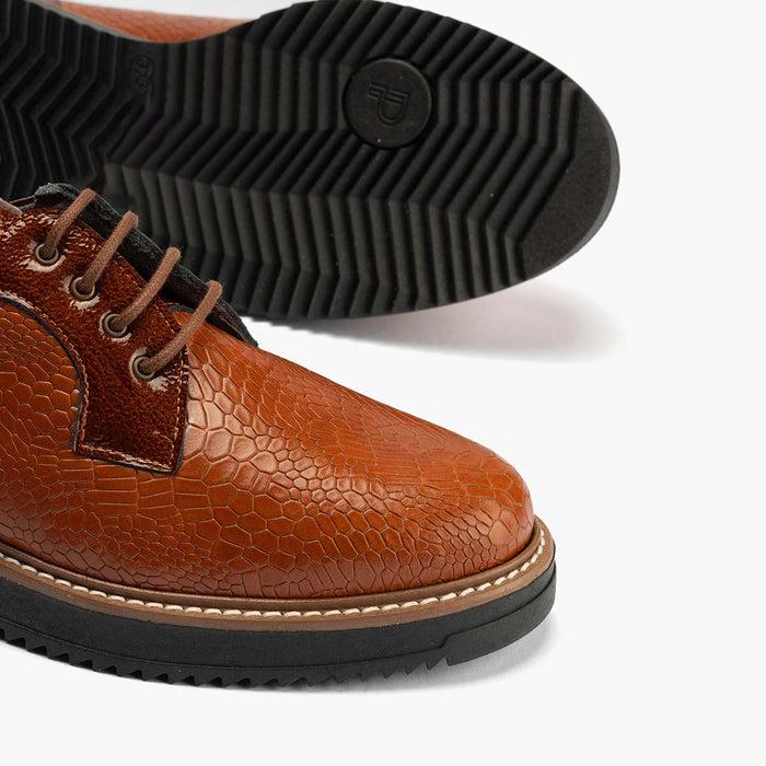 Pitillos Blucher Combinado De Mujer Color Cuero