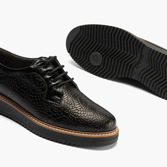 Pitillos Blucher Combinado De Mujer Color Negro