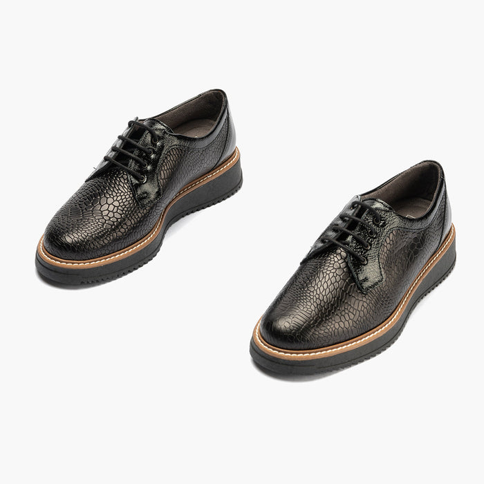 Pitillos Blucher Combinado De Mujer Color Negro