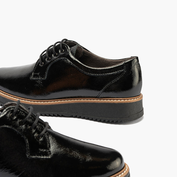 Pitillos Blucher En Charol Mujer Color Negro