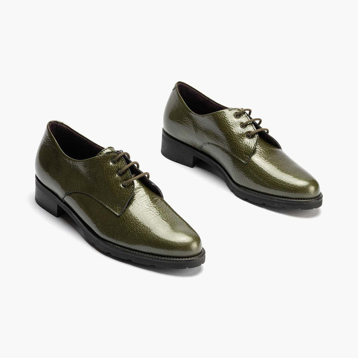Pitillos Blucher En Charol Mujer Color Verde