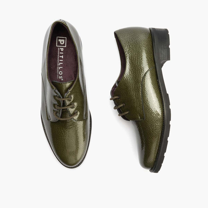 Pitillos Blucher En Charol Mujer Color Verde