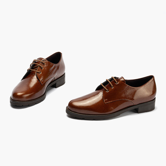 Pitillos Blucher En Charol Para Mujer Color Cuero