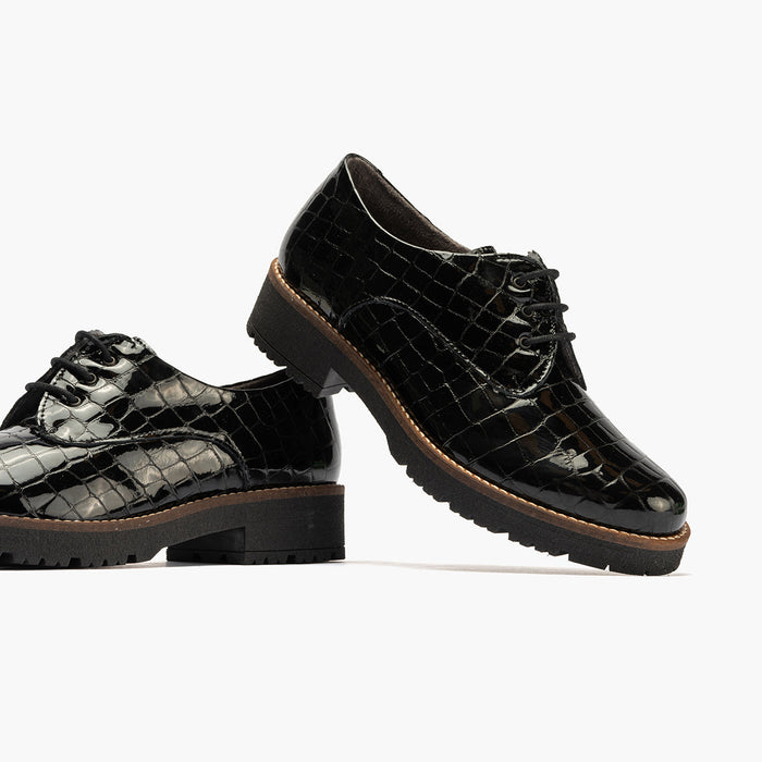 Pitillos Blucher En Coco Mujer Color Negro