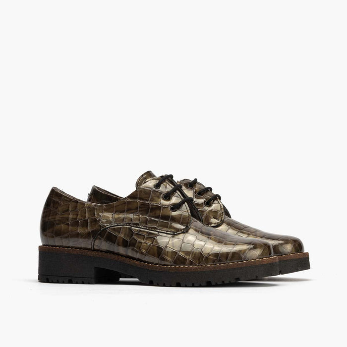 Pitillos Blucher En Coco Para Mujer Color Humo