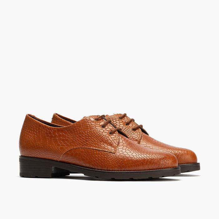 pitillos Blucher en Lagarto mujer color cuero