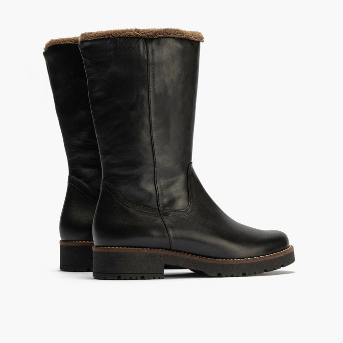 Pitillos Bota Media Con Pelo De Mujer Color Negro