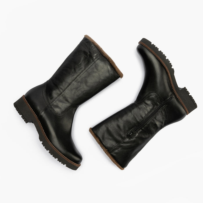 Pitillos Bota Media Con Pelo De Mujer Color Negro