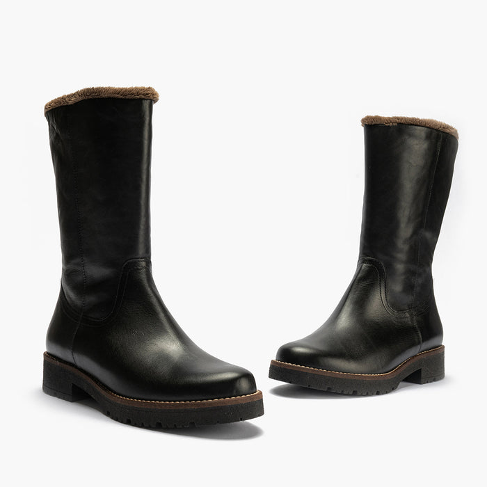 Pitillos Bota Media Con Pelo De Mujer Color Negro