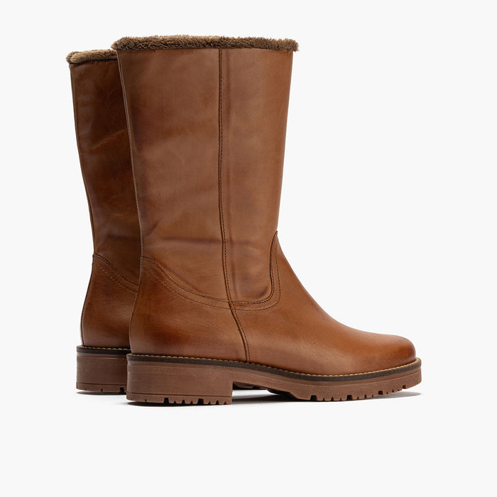 Pitillos Bota Media Con Pelo Mujer Color Cuero