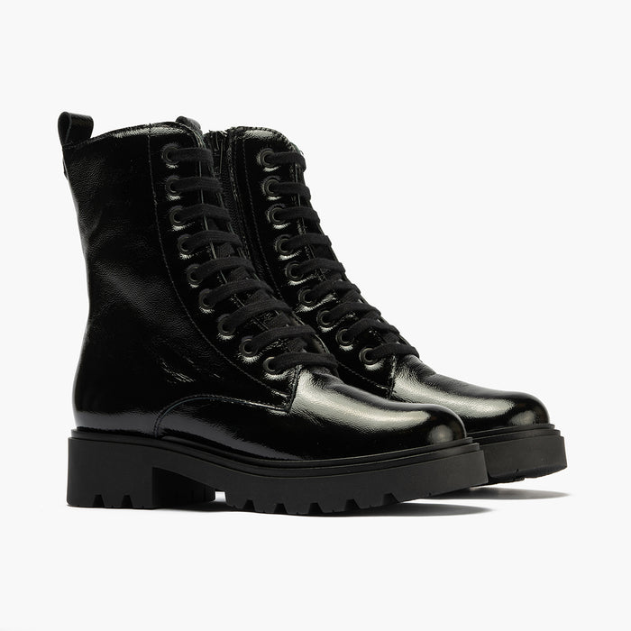 Pitillos Bota Militar En Charol Mujer Color Negro
