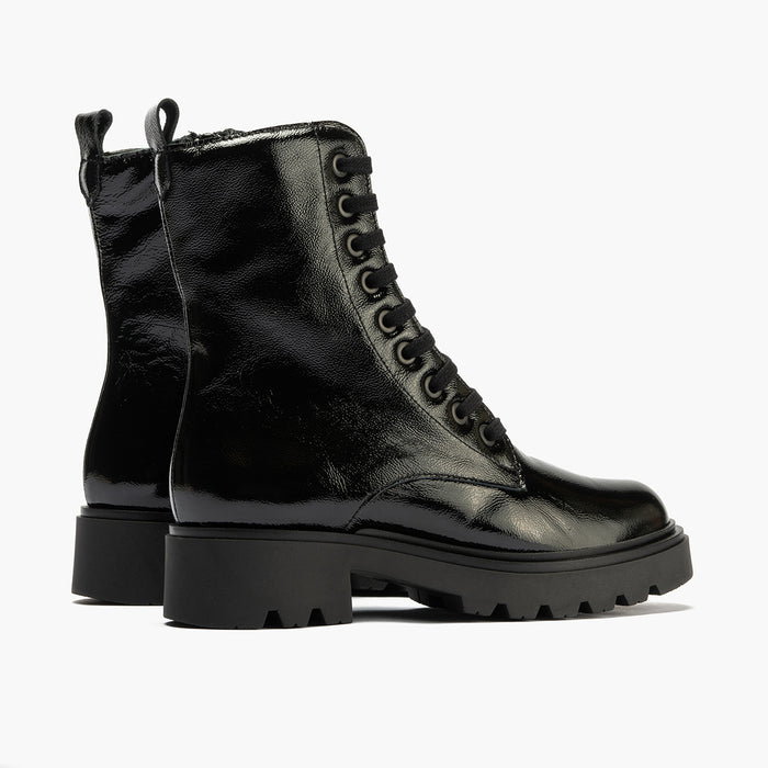 Pitillos Bota Militar En Charol Mujer Color Negro