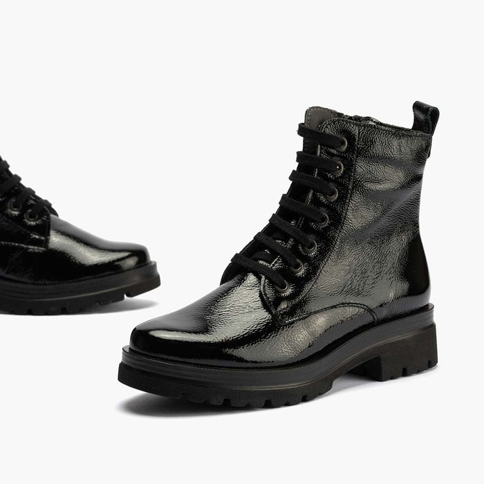 Pitillos Bota Militar En Charol Mujer Color Negro