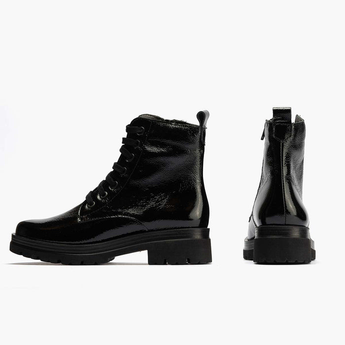 Pitillos Bota Militar En Charol Mujer Color Negro