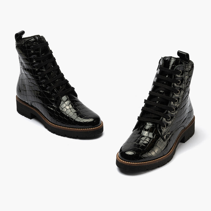 Pitillos Bota Militar En Coco De Mujer Color Negro