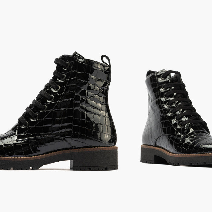 Pitillos Bota Militar En Coco De Mujer Color Negro