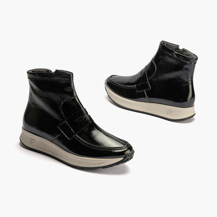 Pitillos Botín Charol Para Mujer Color Negro